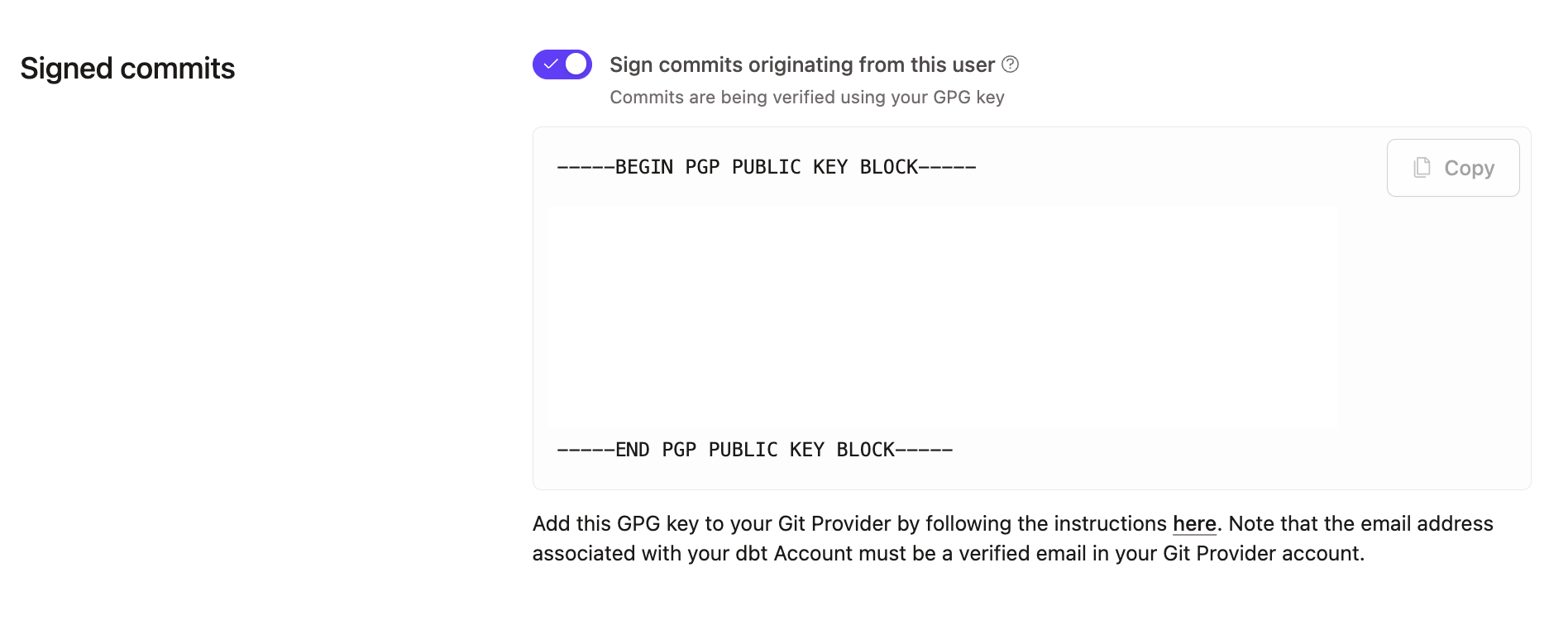 Example of profile setting Signed commits